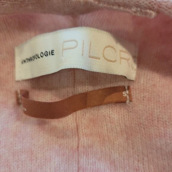 Pilcro Anthro Pink 100% Cashmere Pink Open Front Long-Line Mafalda Cardigan Sz S - Picture 7 of 9